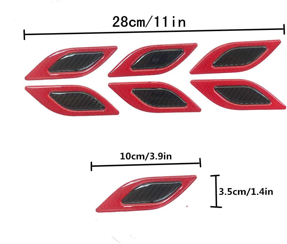 2PCS Car Reflective Sticker Fender Hood Protection (Red)