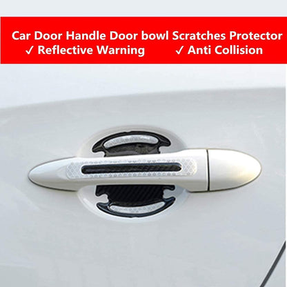 3D Car Reflective Sticker Door Handle Door Bowl Protection Guards Trim Stickers Universal Reflective Warning anti Collision Scratches Protector (8Pcs Silver)