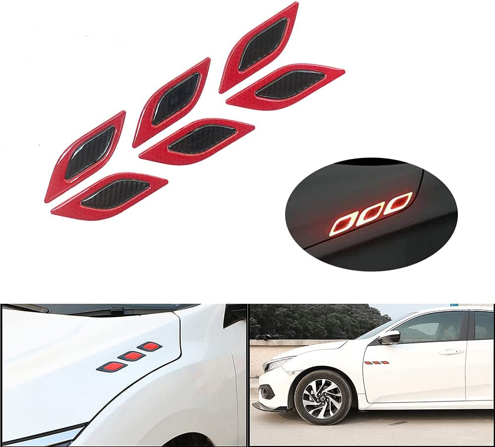 2PCS Car Reflective Sticker Fender Hood Protection (Red)