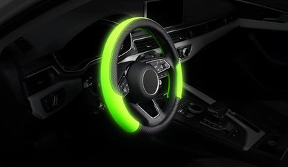 Luminous Green Noctilucent Steering Wheel Cover, Universal 15 Inch, Microfiber Leather,Anti-Slip, Odorless, Glow at Night